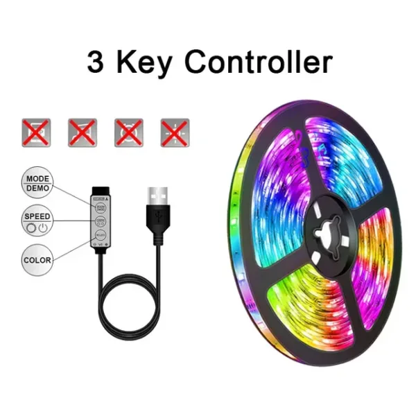 RGB 5050 Led Strip Lights 5V USB 24Keys Bluetooth Wifi Control Flexible Ribbon Color Change Led Lamp Tape for Room Decoration - Image 3