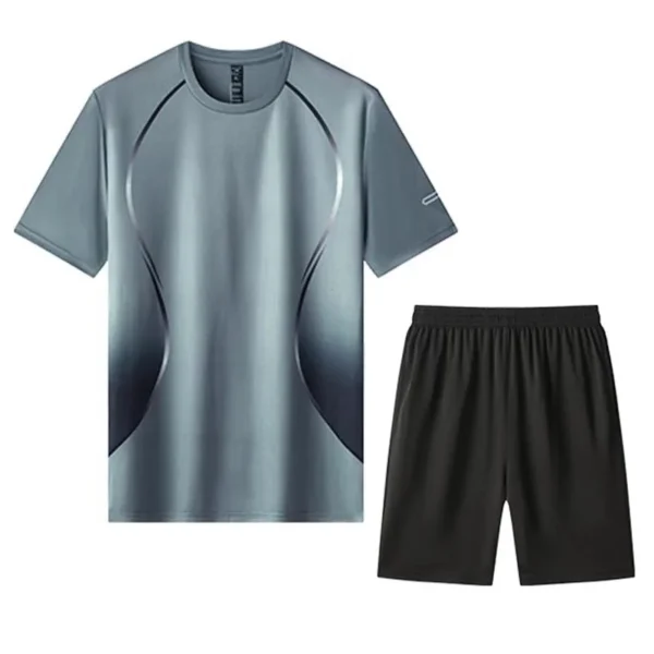 Quick Drying Fitness Clothes Ice Silk T-shirt Unisex Sportswear Short Sleeve Shorts Running Tracksuit Gym Sports Training Outfit - Image 4