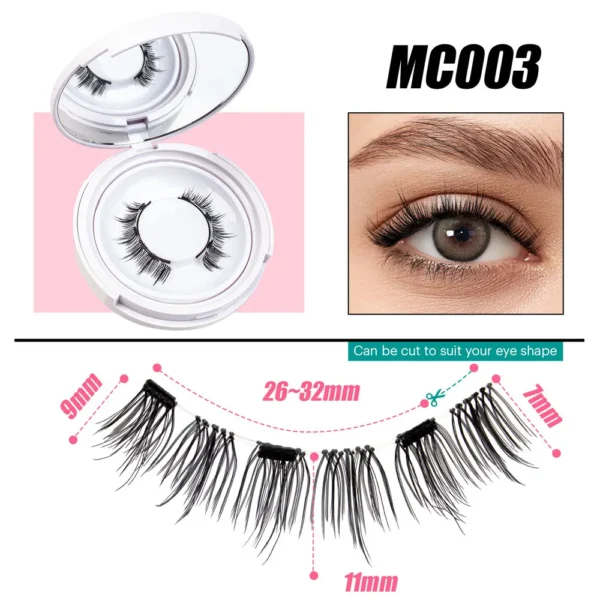 Cillophy 2Pairs Reusable Magnetic Lashes with Magnets Tweezer No Glue Needed D Magnetic Eyelash 3-Step Press On False Eyelash - Image 3
