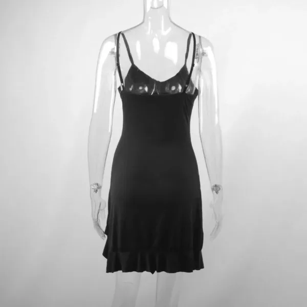 Summer Sexy Mini Dress Women Sleeveless Streetwear Strap Backless Bodycon Folds Split Dress Party Club Elegant A- LINE Dresses - Image 2
