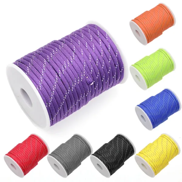 Reflective Tent Rope 550 Paracord Cord 7 Strands 4mm Camping Survival Accesorios Warning Parachute Line Hiking Canopy Lanyard - Image 5