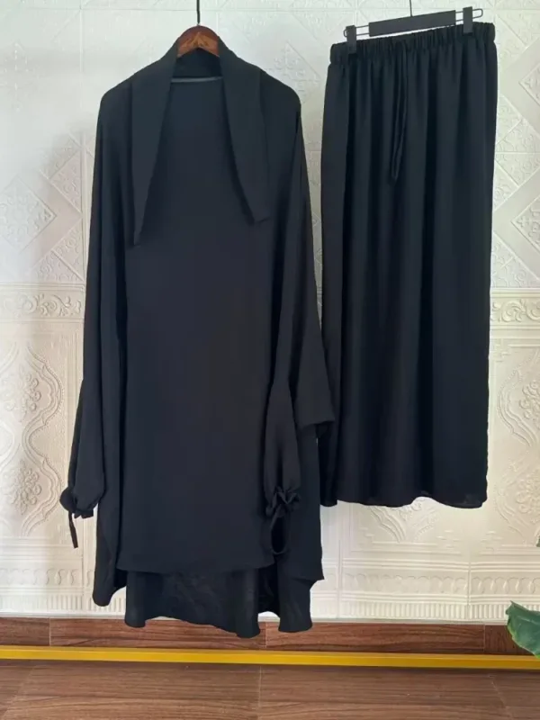 Eid Muslim Long Khimar Skirt 2 Piece Set for Women Abaya Dress Prayer Garment Hijab Full Cover Ramadan Kaftan Djellaba - Image 10