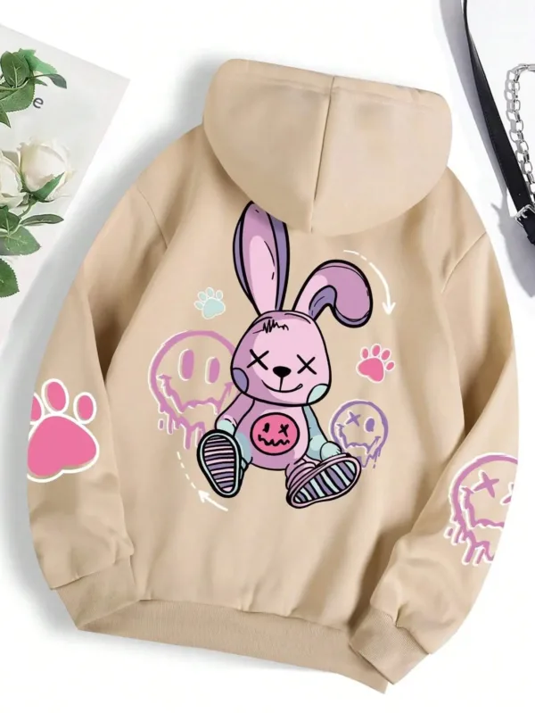 Hip Hop Street Casual Printing Hooded Women Fleece Warm Hoodies Fashion Fur-liner Hoodie S-XXL Tops Woman - Image 3