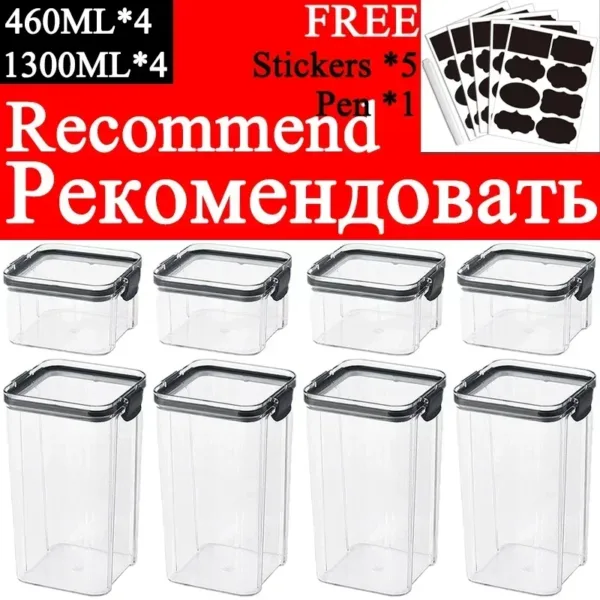 460-1800ml Sets Stackable Kitchen Sealed Jar Plastic Food Storage Box Multigrain Tank Bottle Dried Fruit Tea Storage Containers - Image 19