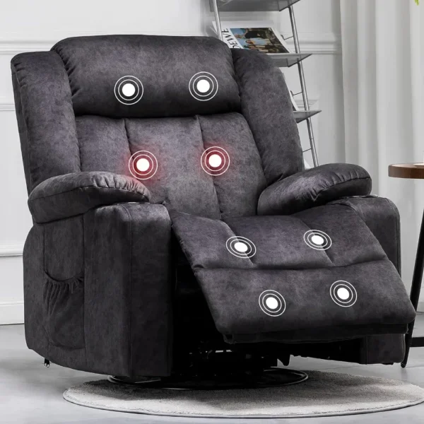 Recliner Chair Massage Rocker with Heated 360 Degree Swivel Lazy Boy Recliner Single Sofa Seat with Cup Holders for Living Room - Image 5