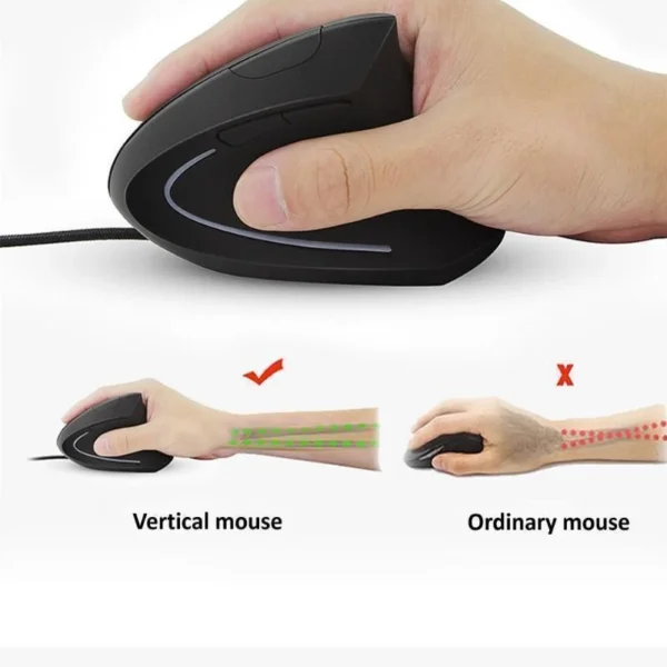Wired Right Hand Vertical RGB Mouse Ergonomic Gaming Mouse 3200DPI USB Optical Wrist Healthy Mause for PC Computer - Image 5