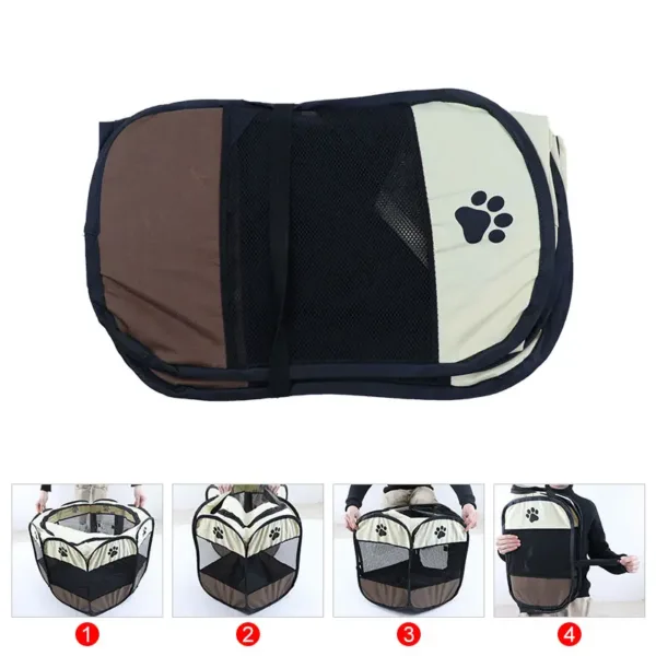 Pet Octagonal Crate Cat Crate Dog Crate Folding Maternity Crate Canine Crate Easy Operation Enclosure Outdoor Camping Pet Tent - Image 11