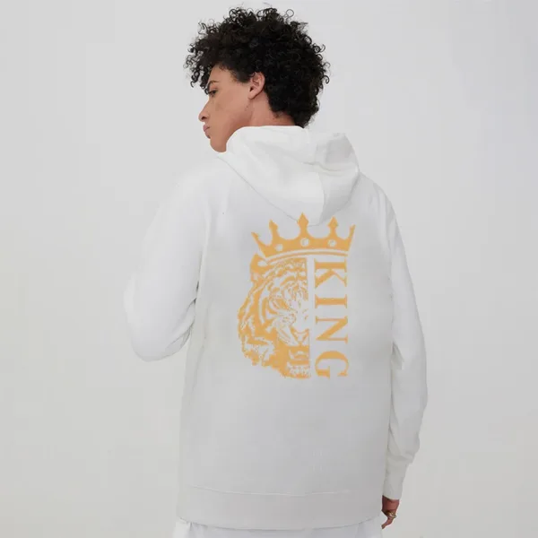 Fashion Lion King Tiger Queen Couple Hoodies Long Sleeve Pullover Golden Crown Couple Matching Outfits Streetwear Lovers Clothes - Image 4