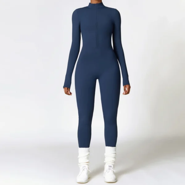 Zipper Yoga Rompers Long Sleeved One-piece Women's Sportswear Gym Jumpsuits Workout High-intensity Fitness Skin-tight Garment - Image 2