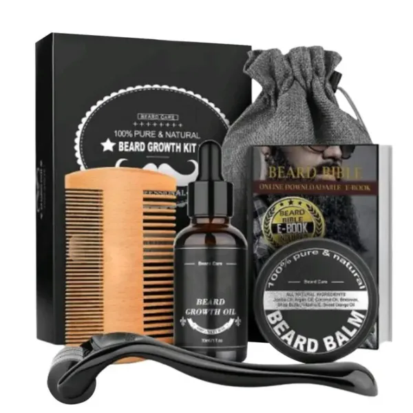 5pcs Beard Growth Kit Men Barbe Hair Enhancerbeard Essentiall Oil Beard care Leave-in Conditioner,Double Sided Comb Beard Cream - Image 6