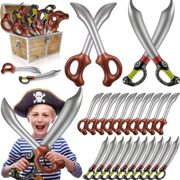 Funny Inflatable Pirate Swords, Halloween Birthday Toy Sword, Inflated Simulation Knife for Swimming Pool, Cosplay Stage Prop - Image 3