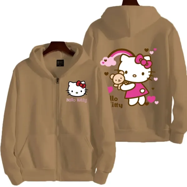 Women's Zipper Hoodie Autumn and Winter New Cute Kawaii Sanrio Hello Kitty Pattern Sweatshirt 2024 Streetwear Women's Clothing - Image 2