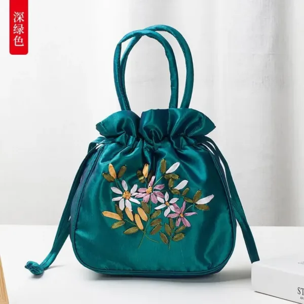 Embroidered Floral Bucket Bag - Image 8