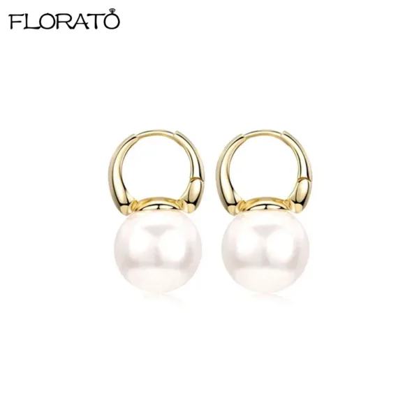 Korean Gold Pearl Hoop - Image 5