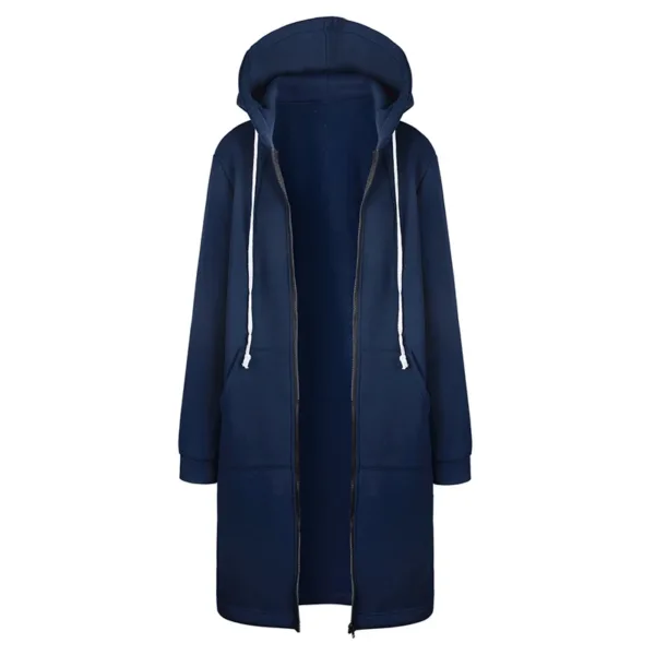 2024 Women's Autumn Winter ThickenHoodies Parkas Loose Hooded Jackets Zipper Pocket Maxi Size Sweatshirt Sports Dresses Outwear - Image 2