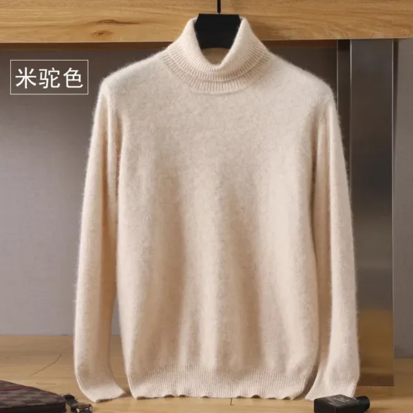 Men's 100% pure Mink velvet Cashmere Sweater High Lapels Pullovers Knitted Winter New Tops Long Sleeve High-End Jumpers - Image 15