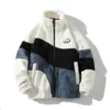 Hip Hop Winter Fleece Fluffy Jacket Streetwear Harajuku Fuzzy Zipper Coat Men Autumn Solid Color Men Lamb Fleece Winter Jackets - Image 5