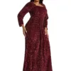Women Luxury Party Dresses Plus Size Long Sleeve Square Neck Sequins Red Elegant Dress Temperament Fashion Lady Evening Dresses