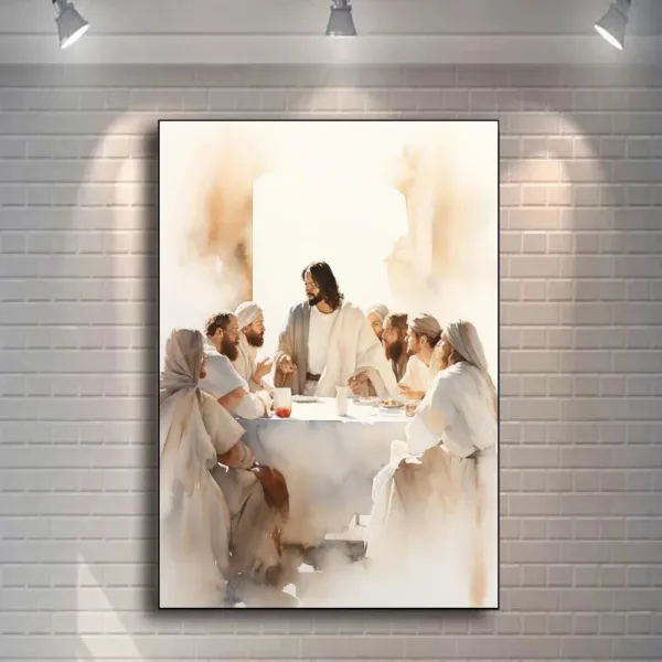 Jesus Walking on Water Pattern Watercolor Art Printmaking Religious Poster Cross Christ Decoration Beautiful Canvas Painting - Image 14