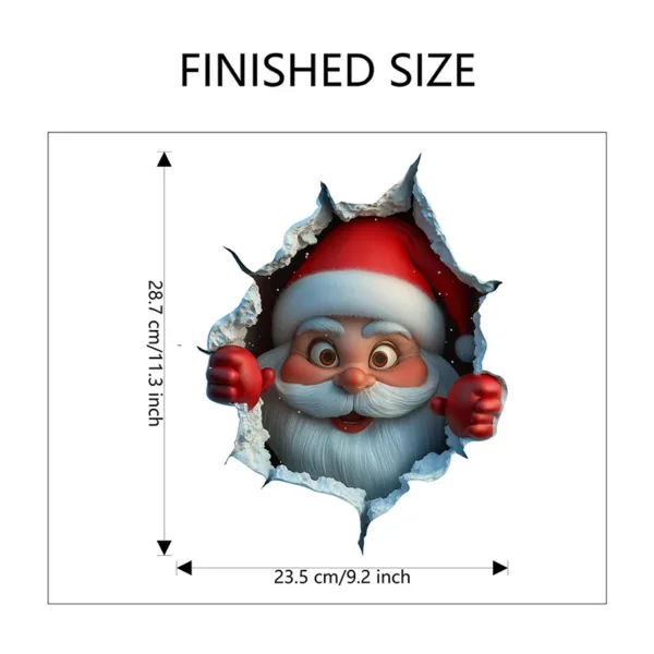 Christmas 3D Break-through Wall Decal Cartoon Santa Claus Wall Sticker Living Room Background Wall Detachable Festival Decor - Image 4