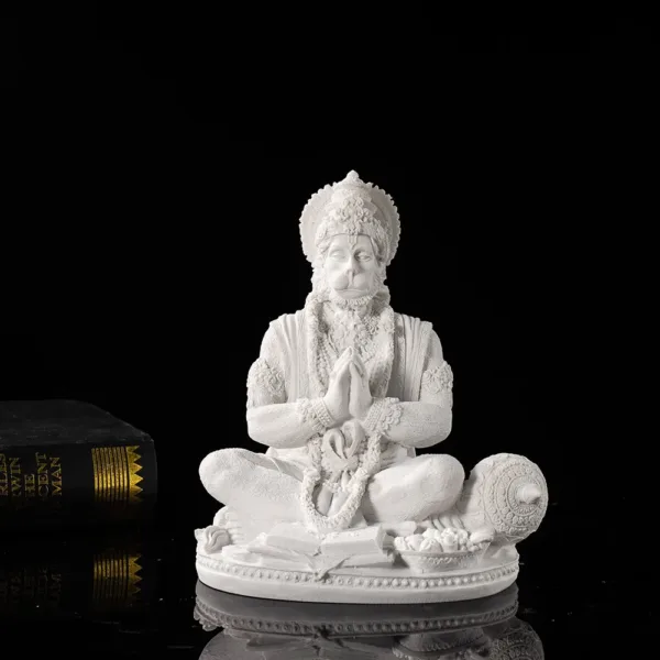 Vilead Sandstone White Hanuman Statue Hindu Monkey God Sculpture Yoga Meditation Decoration Buddha Ganesha Vishnu India FengShui - Image 2