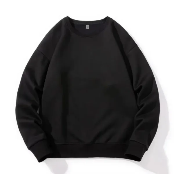 Men Cotton Spring Autumn Solid Color O-neck Sweatshirt Universal Simple Casual Pullover Couple Long Sleeve T-shirt White Top - Image 6