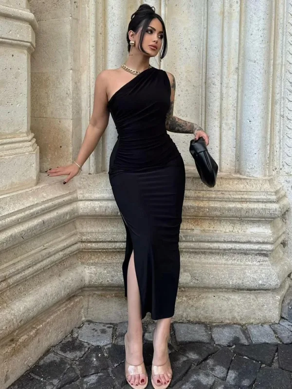 Summer Maxi Dress Women Sexy Split Fashion Sleeveless Backless Slim Dress Female Casual Streetwear Club Elegant Party Dresses - Image 3