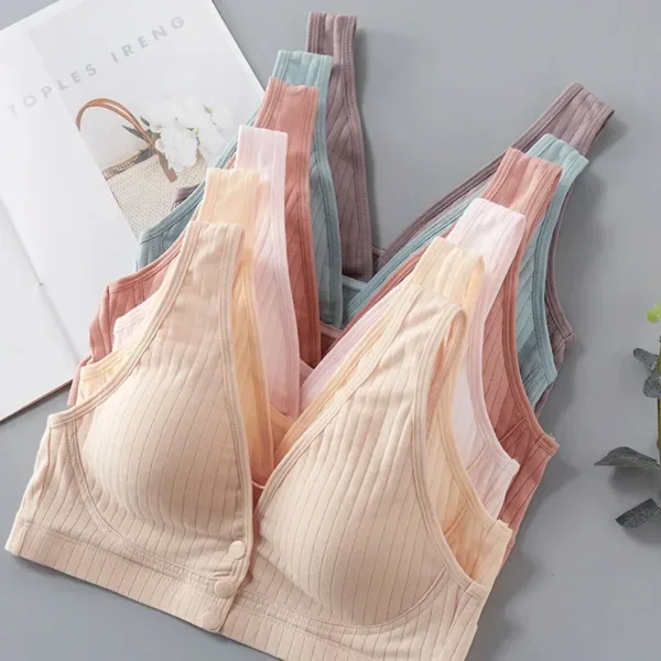 Pure Cotton Nursing Bra Women's Breastfeeding Maternity Underwear Women Pregnancy Plus Size Bralette Gather Crop Top Women - Image 11
