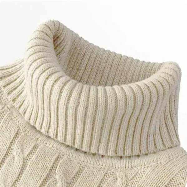 Men's High Neck Sweater Solid Color Pullover Knitted Warm Casual Turtleneck Sweatwear Woolen Mens Winter Outdoor Tops - Image 10
