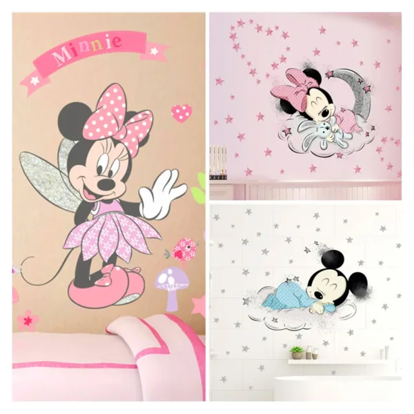 Cartoon Disney Mickey Mouse Minnie Baby Sleep Wall Sticker For Kids Room Decoration Wallpaper Cute Self-Adhesive DIY Mural Decal - Image 11