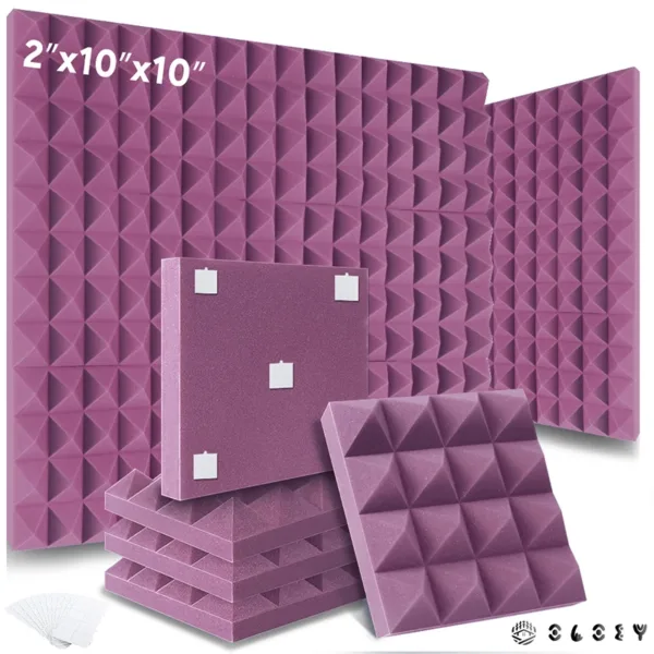 Studio Monitor Acoustic 6/12/24 Pcs, Soundproof Foam Panel Sound Proof Insulation For Wall Room, Pyramid Acoustic Foam Panels