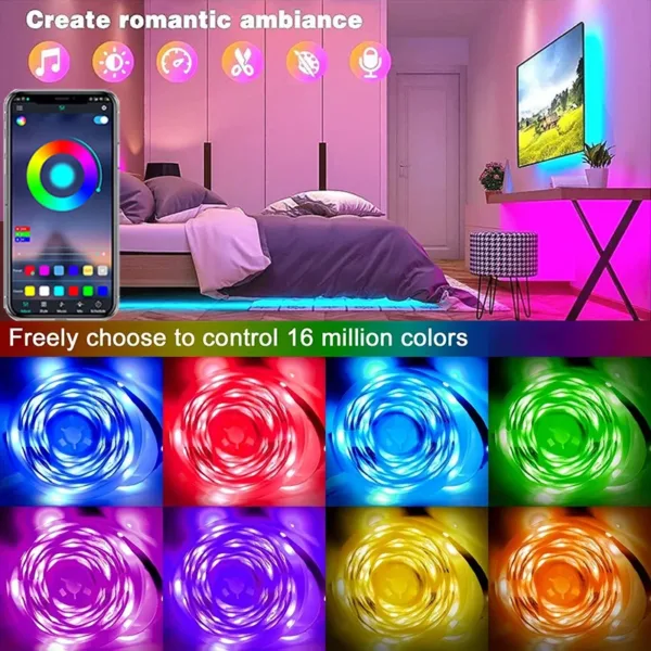 RGB 5050 Led Strip Lights 5V USB 24Keys Bluetooth Wifi Control Flexible Ribbon Color Change Led Lamp Tape for Room Decoration - Image 8