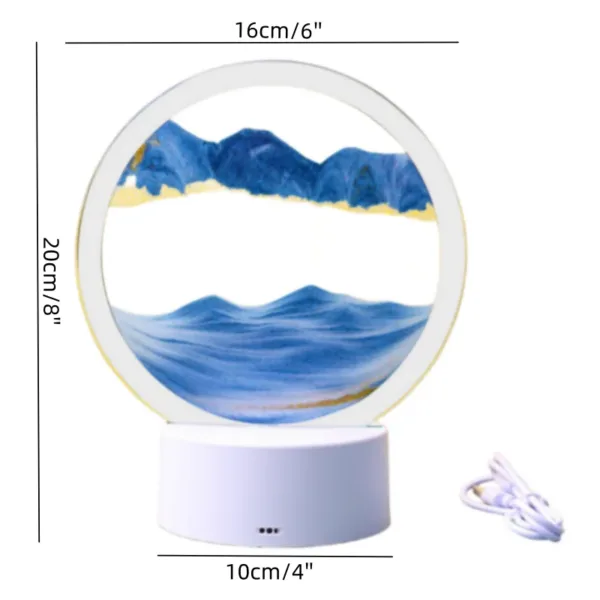 Color LED Flowing Sand Painting Table Lamp 3D Moving Sand Art Picture Round Glass Hourglass Night Light Bedside Lamp Home Decor - Image 5
