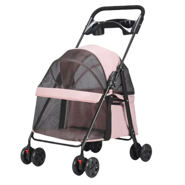 Small Animal Carrier, Outdoor Foldable Pet Trolley with 4 Wheels, Multifunctional Breathable Pet Stroller, Dog and Cat Cart - Image 6