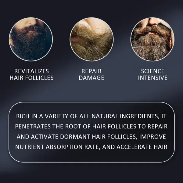 New Facial Hair Beard Growth Oil For Men Thicken Soft Smooth Nourish Beard Oil Natural Mustache Growing Essential Oil Beard Care - Image 5