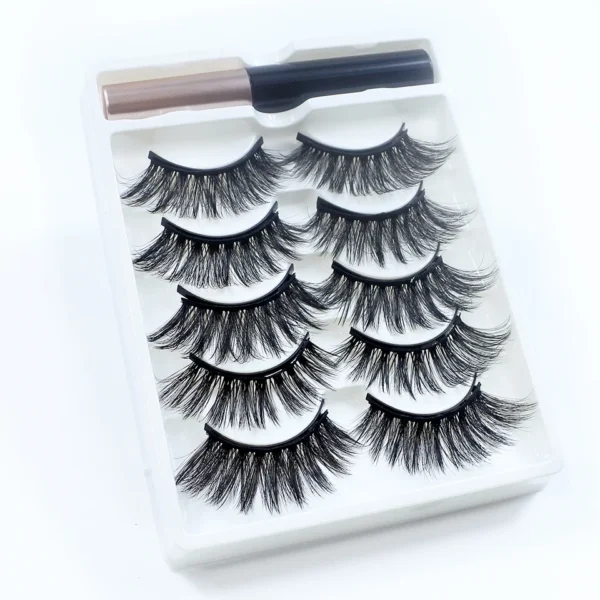 REDSIREN 5Pairs Magnetic Eyelashes With Eyeliner Reusable Thick Natural Eye Lashes New 5Piece Magnet False Eyelashes - Image 3