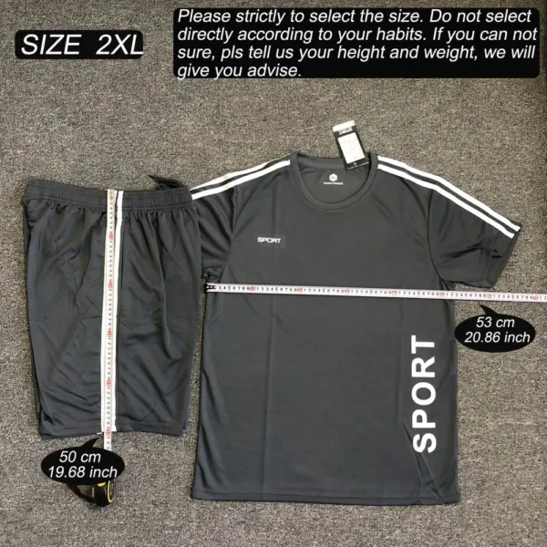 Men Running 2024 Summer Latest Sportswear Polyester Printed T-shirt + Shorts Quick Dry Sport Suit 2-piece Outfits Jogger Set - Image 12