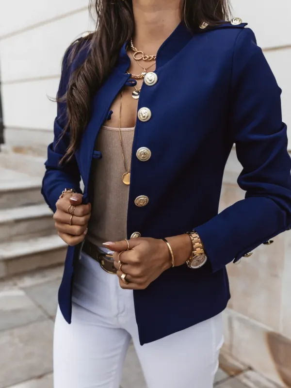 Casual O-neck Long Sleeve Jacket Outerwear Office Lady Spring Autumn Fashion Elegant Solid Blazer Coat For Women 2024 Female Top - Image 8