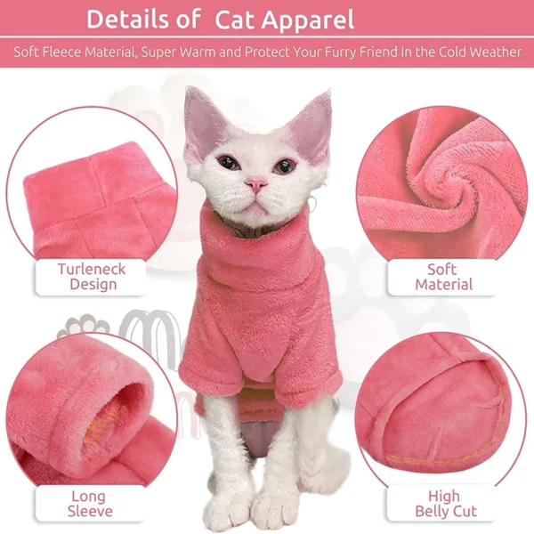 Turtleneck Cat Sweater Coat Winter Warm Hairless Cat Clothes Soft Fluff Pullover Shirt for Maine-Coon Cat Chihuahua Pet Clothing - Image 11