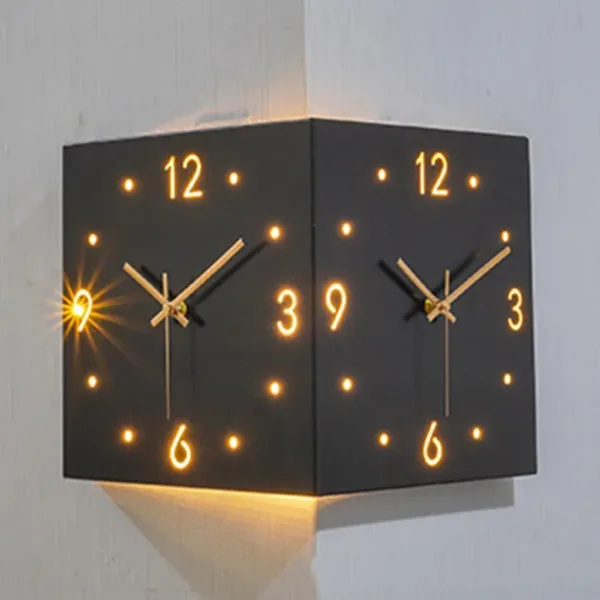 corner wall clock double sided wall clock living room creative simple decor - Image 9