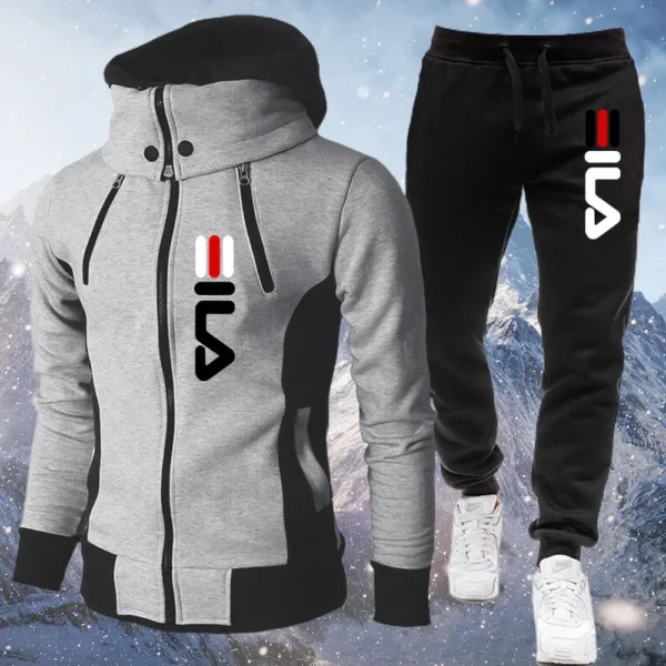 Men's Winter Tracksuit Hoody Hoodies+Pant High Neck 2-Pcs Set Brand Casual Coldproof Male Sports Cloth Ski Sweat Suit Streetwear - Image 4