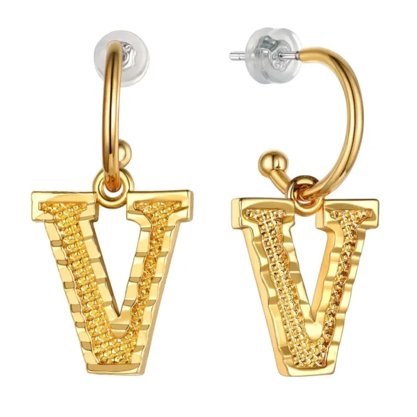 Vintage Gold Alphabet Earrings - Image 12