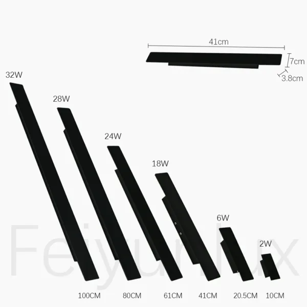 Waterproof LED Strip Aluminum Wall Lamp, Outdoor Lighting Fixtures, Bedroom Lights, Black, 6W, 18W - Image 3