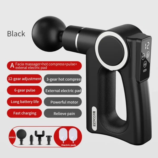 Square Massage Gun High Frequency Hot Compress Pulse Deep Tissue Body Vibrato Fascia Gun Sport Fitness Relax Muscle Massager - Image 16