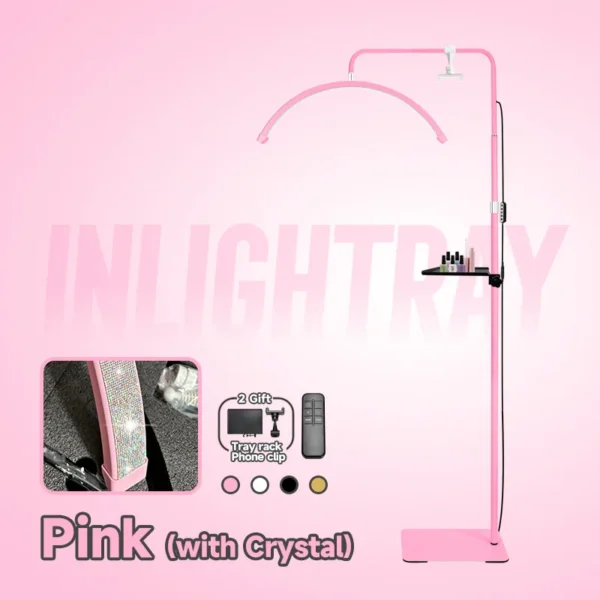 Custom OEM logo half moon eyelash extension lamp eyelash beauty nail floor lamp - Image 9