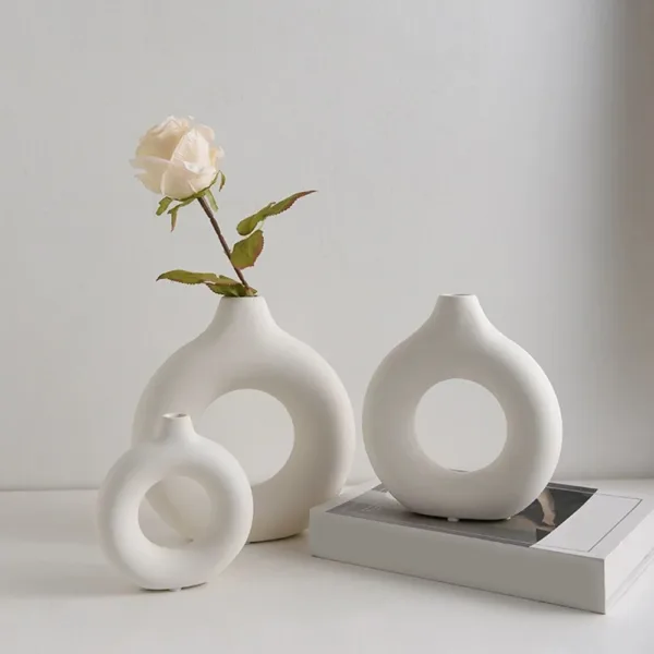 Plastic Circle Vase Donut Shape Living Room Decoration Dry Flower Vase Nordic Style Home Decor Furnishings Vase Room Decor - Image 10