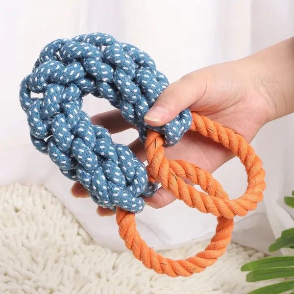 Cotton Rope Interactive Dog Toys Hand Knitted Dog Molar Cleaning Teeth Bite Resistant Puppy Dog Chew Toys Pet Accessories - Image 4