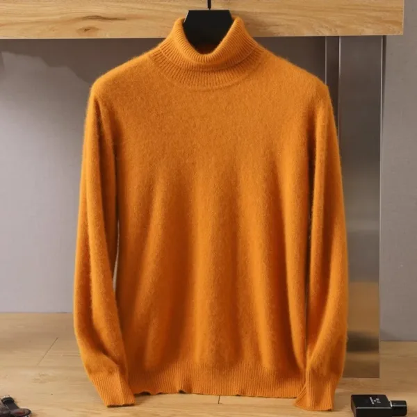 Men's 100% pure Mink velvet Cashmere Sweater High Lapels Pullovers Knitted Winter New Tops Long Sleeve High-End Jumpers - Image 18