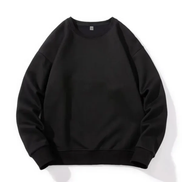 Men Cotton Spring Autumn Solid Color O-neck Sweatshirt Universal Simple Casual Pullover Couple Long Sleeve T-shirt White Top - Image 9