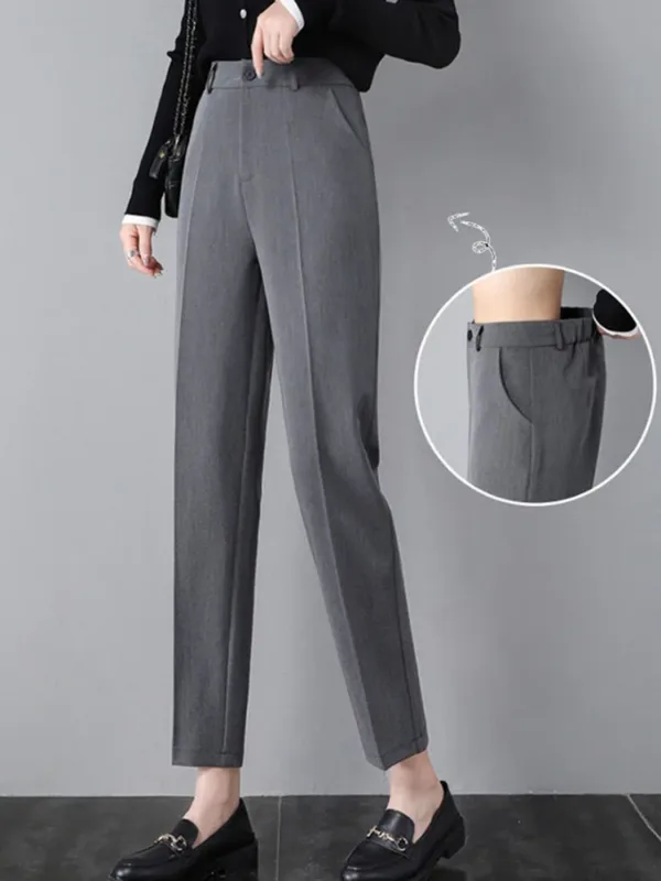 Women Formal Baggy Straight Suit Pants Female Office Elastic High Waist Loose Pantalones Korean Solid Casual Calcas Feminina New - Image 6